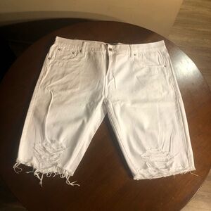 Decibel Distressed Rip Repair Denim Shorts - White Size 42 100% Cotton